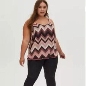 Torrid Sophie Chevron Stripe Chiffon Double Layer Swing Cami Burgundy 5X
